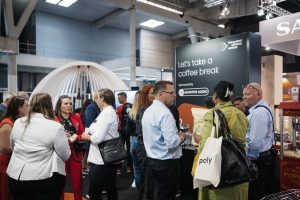 An AVIXA networking event at ISE 2022.