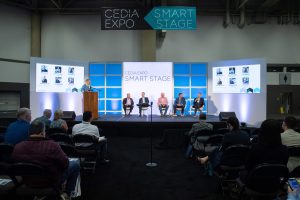 A session at the Smart Stage during the 2022 CEDIA Expo. A session at the Smart Stage during the 2022 CEDIA Expo.