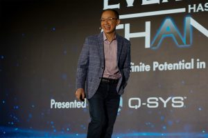 Joe Pham giving his AI-focused keynote at InfoComm 2024.